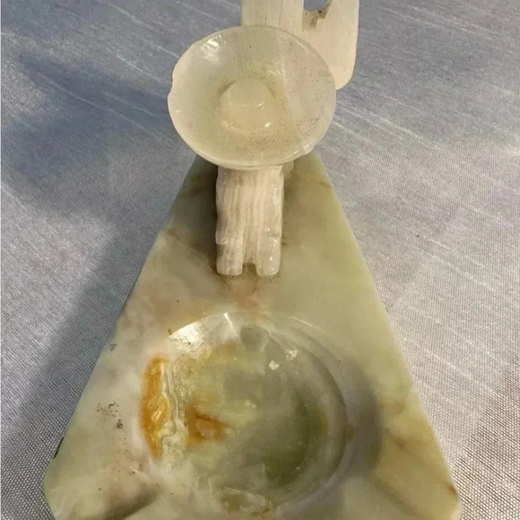 VINTAGE Stone Carved Cactus And Mexican Siesta Trinket/Incense Holder. - Picture 2 of 5